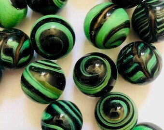 3 x 22mm "Dynamite" Glass Marbles Handmade