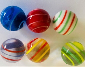 Collection of 6 Handmade Glass Marbles