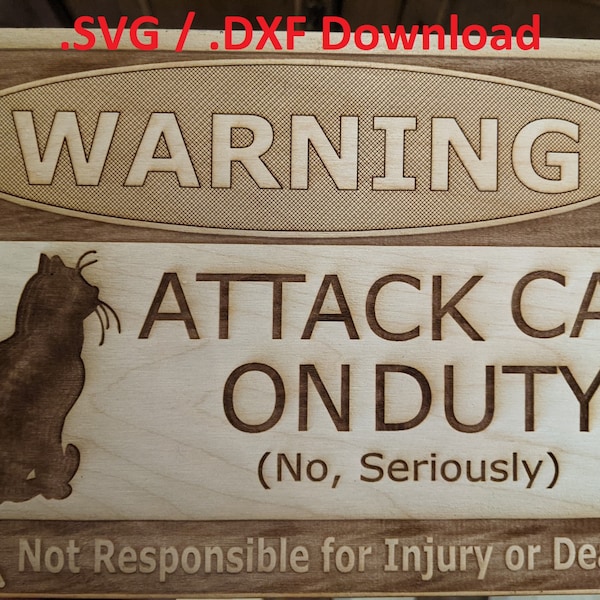 WARNING Attack Cat On Duty Funny Sign Download