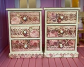 Beautiful Wooden Vintage Floral Dresser for Blythe Barbie and similar fashion dolls Wardrobe Chest of Drawers 1 6 scale dollhouse furniture