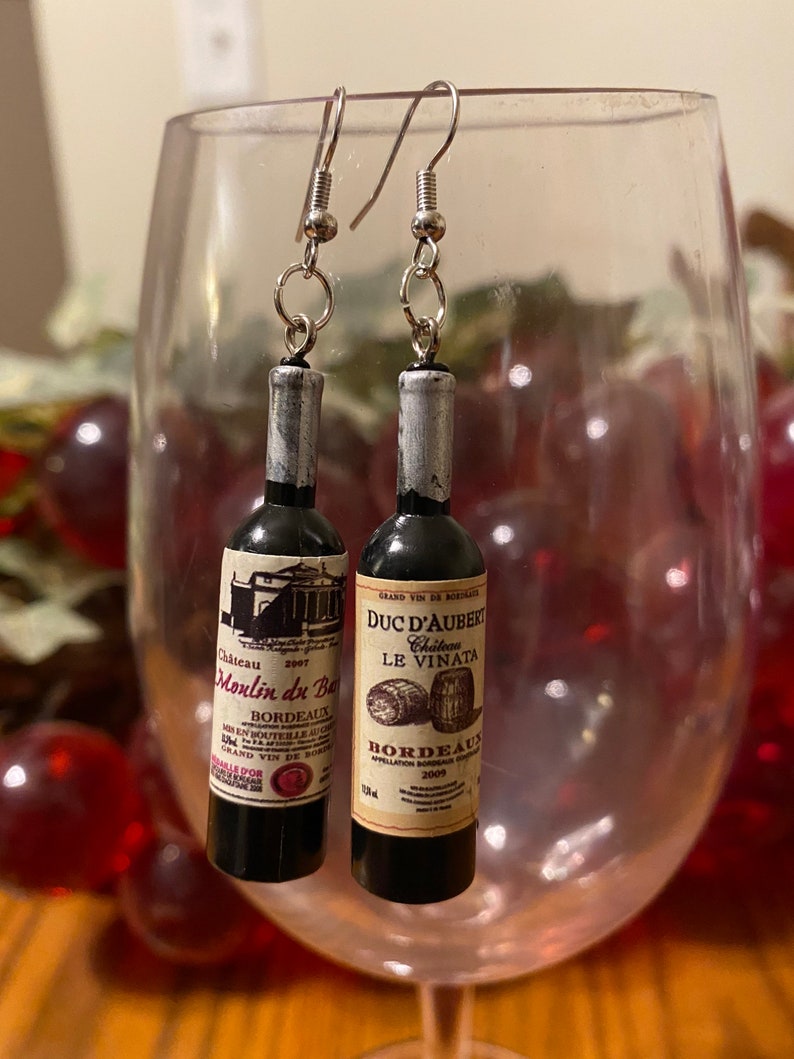 Red Wine Bottle Earrings Super Fun Cute Unique Pick a Pair Wino Alcohol Bottles Jewelry