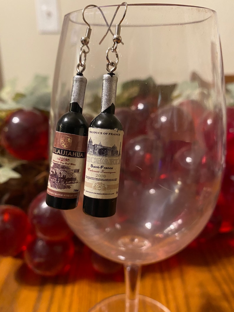 Red Wine Bottle Earrings Super Fun Cute Unique Pick a Pair Wino Alcohol Bottles Jewelry