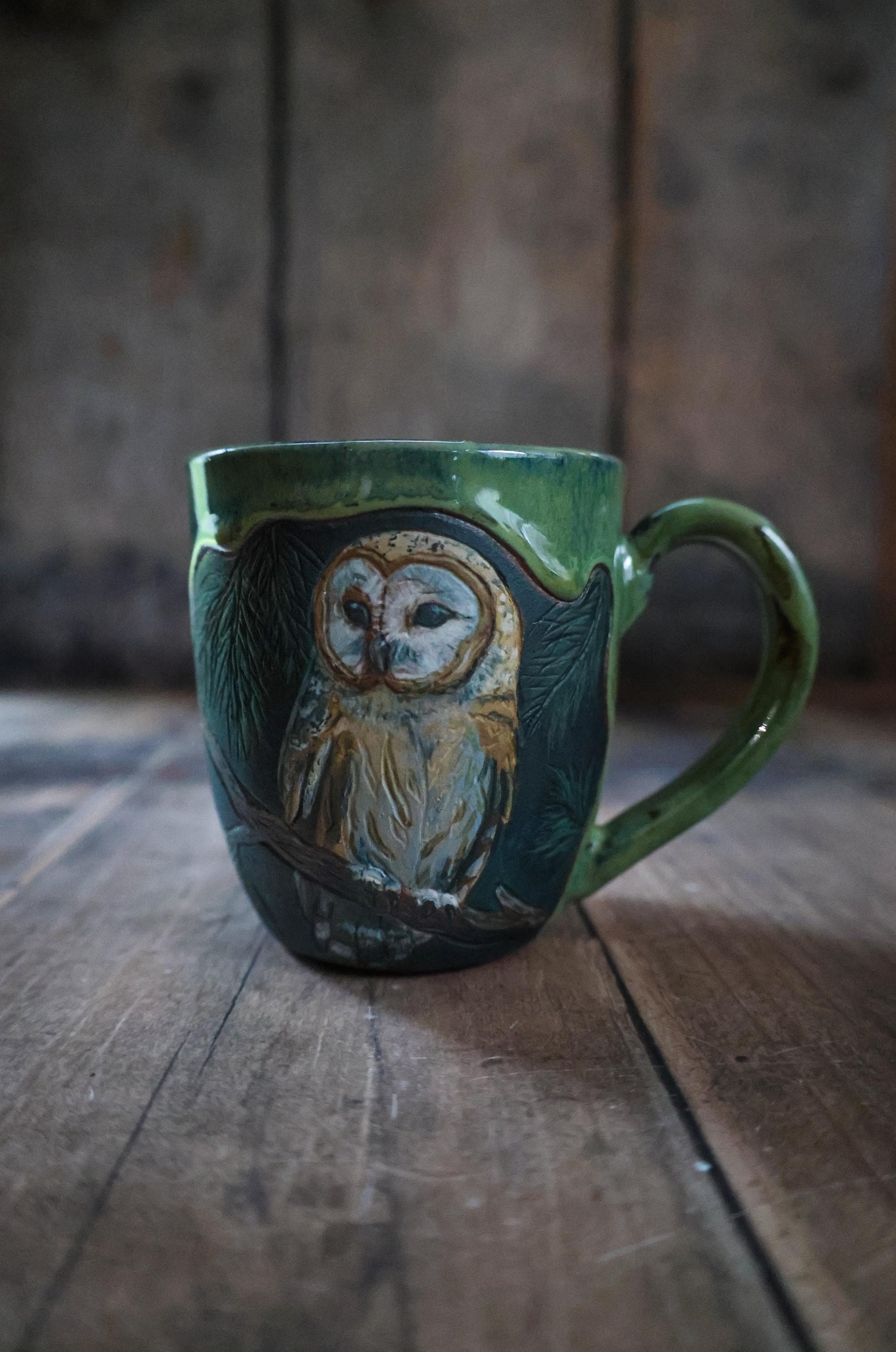 Hand Painted Ceramic Owl Mug