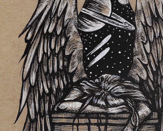Angel Of Grief Art Print Cosmic Angel Art Print Gothic Sad Etsy