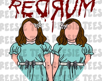 Redrum png pour t-shirts à sublimation, modèles de t-shirts, téléchargement immédiat, numérique, clipart, horreur, goth, films d'horreur, jumeaux d'horreur, Halloween