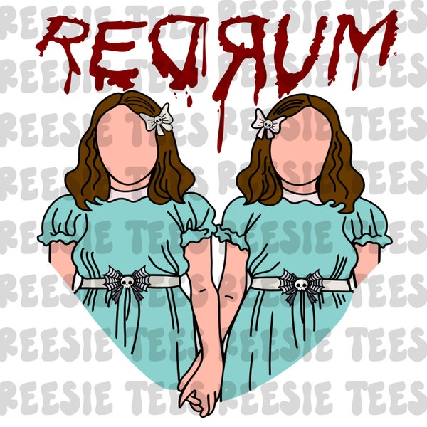 Redrum png for sublimation tshirts, tshirt designs, instant download, digital, clipart, horror, goth, horror movies, horror twins, Halloween