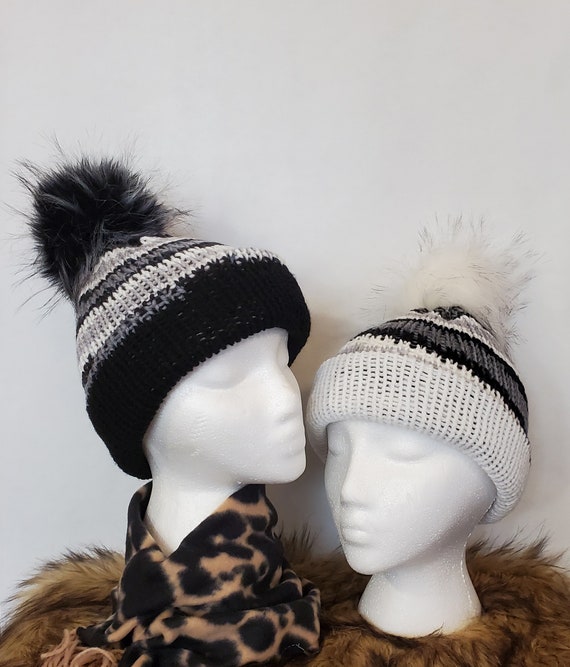 もらって 嬉しい お歳暮 ランキング Striped White Beanie, Yang Yin Winter Pom White With Beanie 帽子