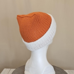 Knit Fox Ear Hat: Orange & White Woodland Beanie, Animal Hat