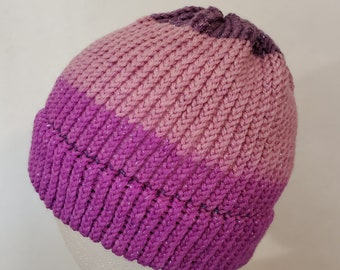 Sparkle Knit Beanie: Pink & Purple Winter Hat - Etsy display picture 1