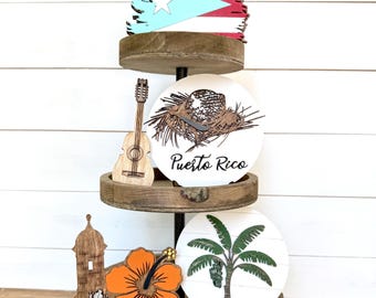 Handmade Puerto Rico Tiered Tray Decor Items: Cultural Wooden Accents