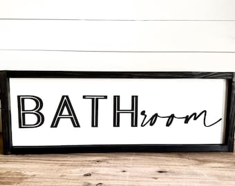 Bathroom Modern 3D Farmhouse Bathroom Wood Sign | Handmade Décor