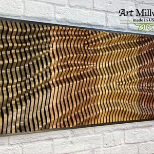 LARGE Unique Wood Wall Art, Wall Hanging Art Sculpture, Parametric Wood Wall Decor, 3D Wood Wall Art, Unique Wooden Sound Diffuser Panel