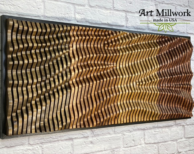 LARGE Unique Wood Wall Art, Wall Hanging Art Sculpture, Parametric Wood Wall Decor, 3D Wood Wall Art, Unique Wooden Sound Diffuser Panel