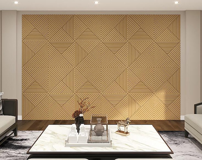 Unique Abstract Wall Panels, Modern Acoustic Diffuser Panel, Unfinished Design, Paintable, High Quality Medex MDF Wood, Made in New York USA