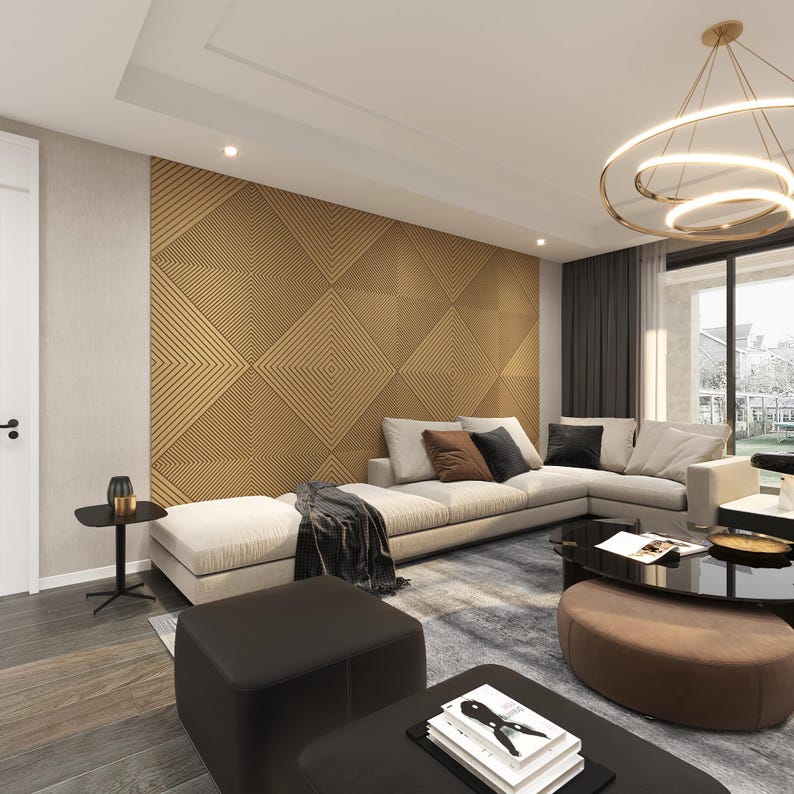 3D Geometric Wall Panels, Modern Acoustic Diffuser Panel, Unfinished ...