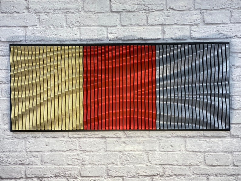 Unique Red & Gold Wood Wall Art Wooden Sculpture Parametric Etsy