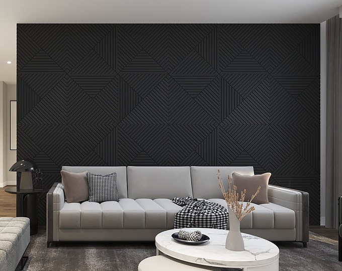 Extra Large Acoustic Wall Art Panels, Modern Black Finish Design, Decorative Acoustic Panel, Customizable Options Available, Made in NYC USA