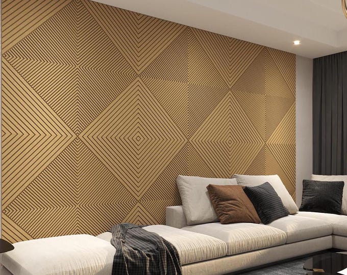 Art 3D Wall Panels, Geometric Acoustic Diffuser Panels, Unfinished Design, Ready to Paint, High Quality Medex Wood, Decorative Wall Panels
