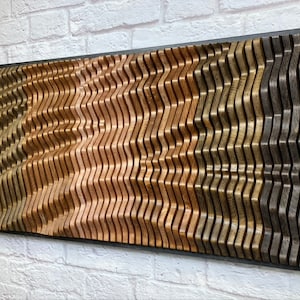 Parametric Wavy Wooden Wall Decor, Sound Wave Art, Natural Wood Wall Panel, 3D Wood Wall Panels, Natural Wood Sound Diffuser, Acoustic Panel