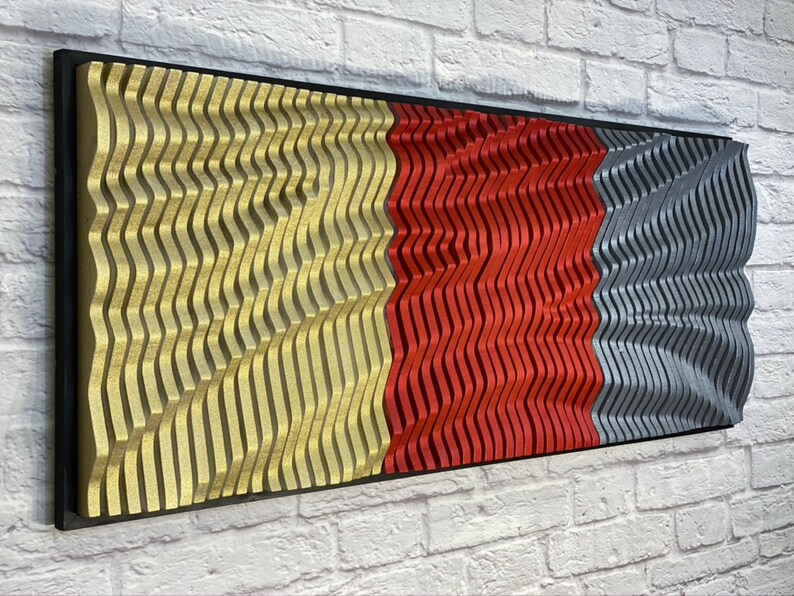 Unique Red & Gold Wood Wall Art Wooden Sculpture Parametric Etsy