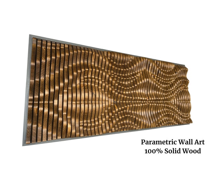 Modern Parametric Wave Wood Wall Art, 100% Solid Wood Wall Panel, Unique Acoustic Panel, Wood Wall Art Decor, Decorative Wall Art Panel