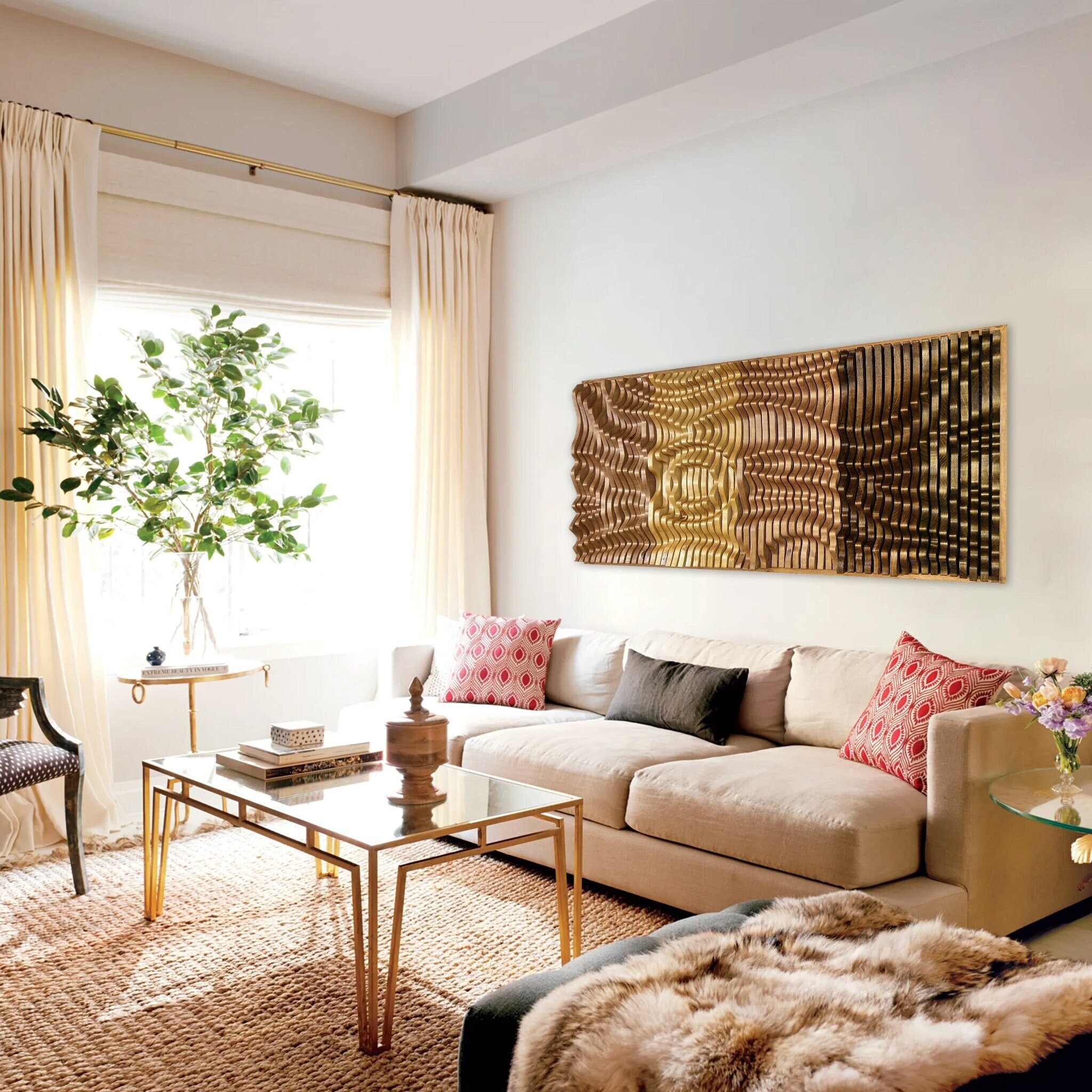 LARGE Unique Wood Panel Wall Art, Sound Diffuser Wall Art LARGE Unique Wood Panel Wall Art, Sound Diffuser Wall Art