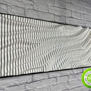 Pure White Parametric Art, Parametric Wood Wall Art, Unique Acoustic Wall Panel, Wood Wall Sculpture, Sound Diffuser Art, Wood Wall Decor