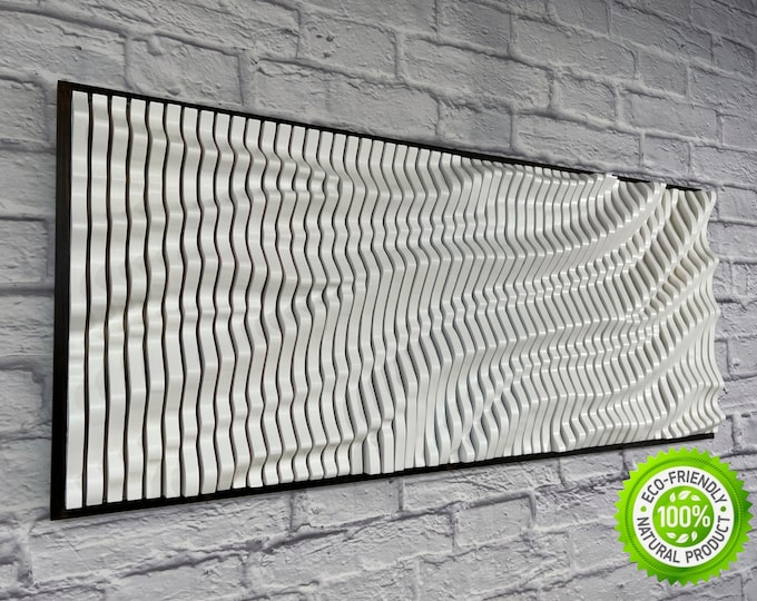 Pure White Parametric Art, Parametric Wood Wall Art, Unique Acoustic Wall Panel, Wood Wall Sculpture, Sound Diffuser Art, Wood Wall Decor