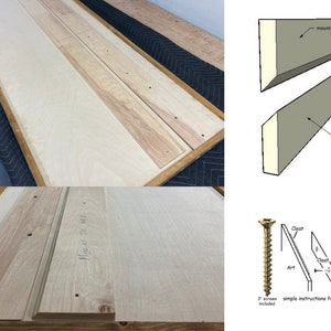 May include: A wooden wall art panel with a light wood frame and a natural wood finish. The panel is made of two pieces of wood that are joined together with a groove. The panel is ready to hang on the wall with the included hardware. The instructions for hanging the panel are included. The panel is labeled "Mount 70" on the back.