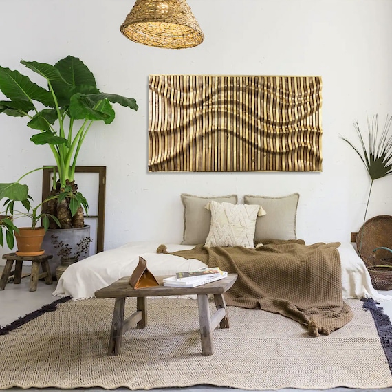 4-teilige Boho Holz-Wandskulptur – Blätter-Design Mit Haken, Deko Für Wohnzimmer, Schlafzimmer & Home Office