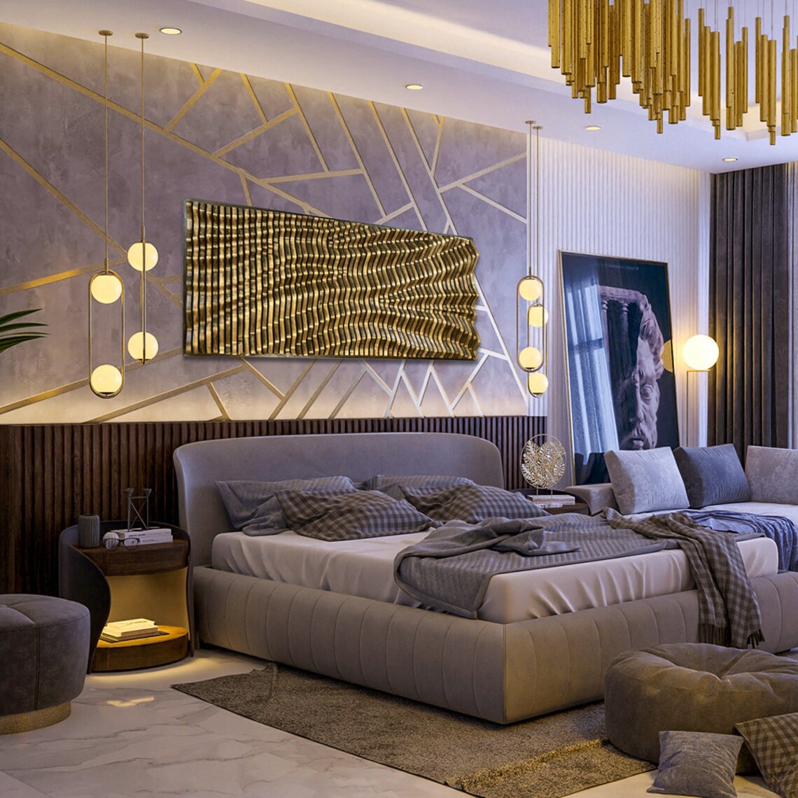 Custom Art Headboard Wall Mount Headboard Midcentury Etsy