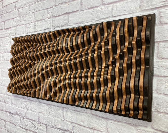 Unique Wood Wall Art, Wall Sculpture, Wood Wall Panel, Wood Wall Decor, Acoustic Panel, Sound Wave Art, Wall Decoration, Wood Art Sculpture
