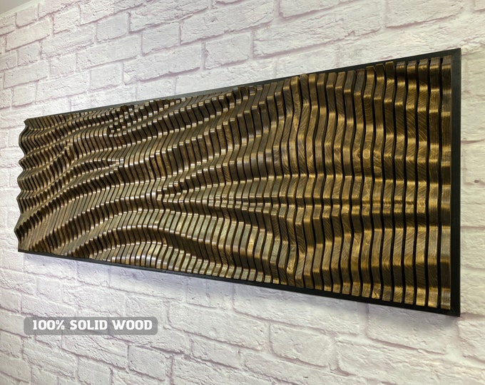 Natural Inspirational Wall Art, Unique Wood Wall Art, Wooden Acoustic Panel, Parametric Wood Sound Diffuser, Modern Wall Art, Sound Wave Art