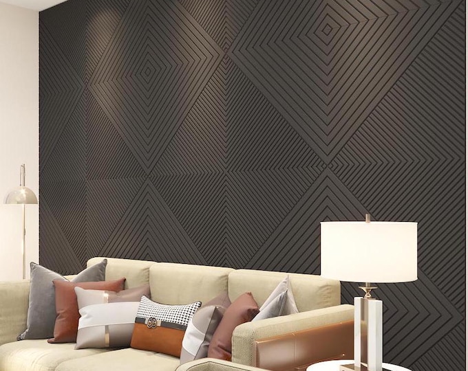 3D Acoustic Wall Art Panels, Geometric Accent Wall Panels, Black Finish Design, High Quality Medex Wood, Decorative Wall Panels, Made in USA