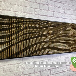 Parametric Modern Wood Wall Art, Wooden Acoustic Panel, Sound Wave Art Decor, Modern Home Decor, Wood Sound Diffuser Panel, Wall Art Decor