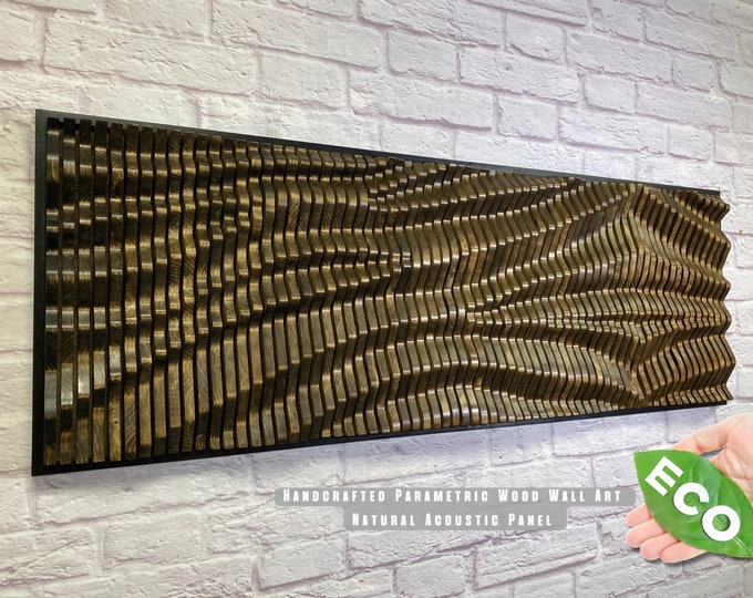 Parametric Modern Wood Wall Art, Wooden Acoustic Panel, Sound Wave Art Decor, Modern Home Decor, Wood Sound Diffuser Panel, Wall Art Decor