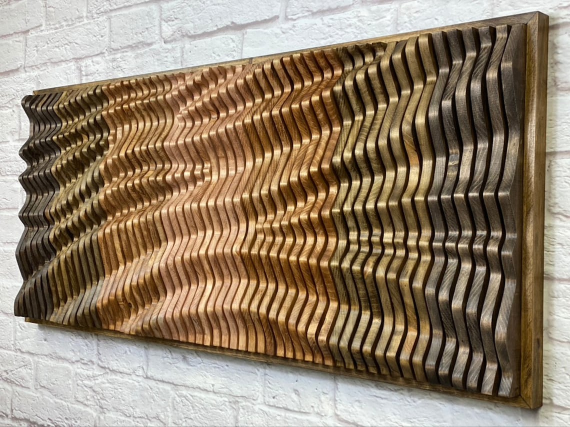 Modern Wooden Wave Art Decor Wooden Sculpture Natural Wood Etsy