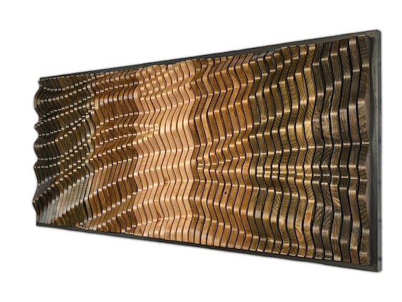 LARGE Unique Wood Wall Art, Wooden Sculpture, Parametric Wood Decor, 3D Wood Wall Art, Abstract Art, Wood Wall Art Nature, Rustic Home Decor