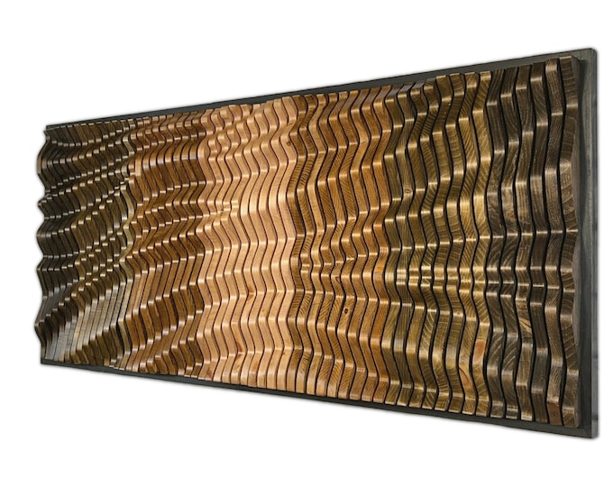 LARGE Unique Wood Wall Art, Wooden Sculpture, Parametric Wood Decor, 3D Wood Wall Art, Abstract Art, Wood Wall Art Nature, Rustic Home Decor