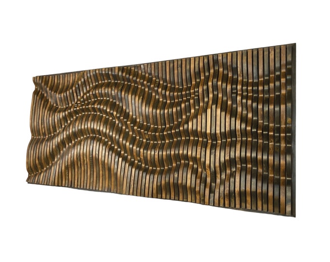 Modern Parametric Wood Wall Sculpture, 100% Solid Wood Wall Art, Unique Acoustic Art Panel, Handcrafted Wood Wall Decor, Free Shipping!