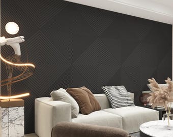 Acoustic Wall Art Panels, 3D Accent Wall Panels, Black Finish Design, Sound Diffuser Panels, High Quality Medex Wood, Decorative Wall Panels