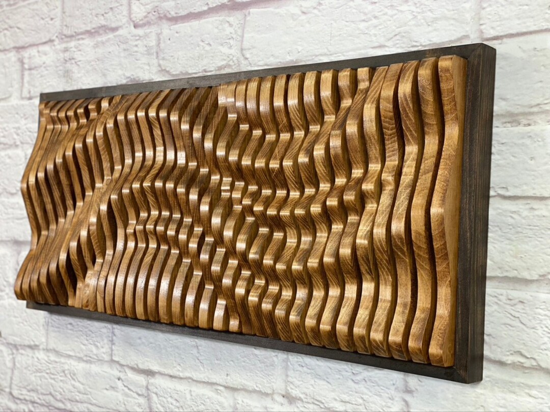 Large Nature Wall Art, Wood Wall Art Panel, Sound Wave Art, Living Room