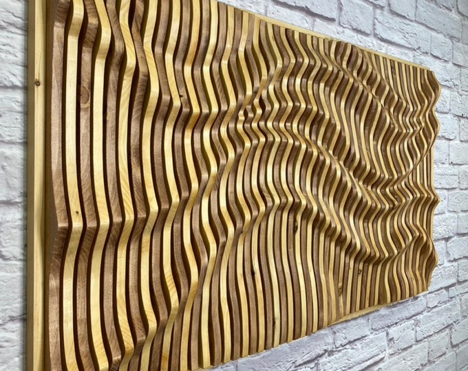 Nature Wall Decor, Sound Wave Art, Living Room Wall Art, Unique Decor, Wooden Wall Art, Wood Carving, Nature Wall Art, Nature Decor, Wave