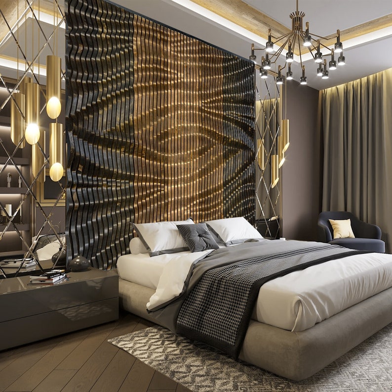 Parametric Wood Art Headboard King Headboard Wood Wall Art Etsy