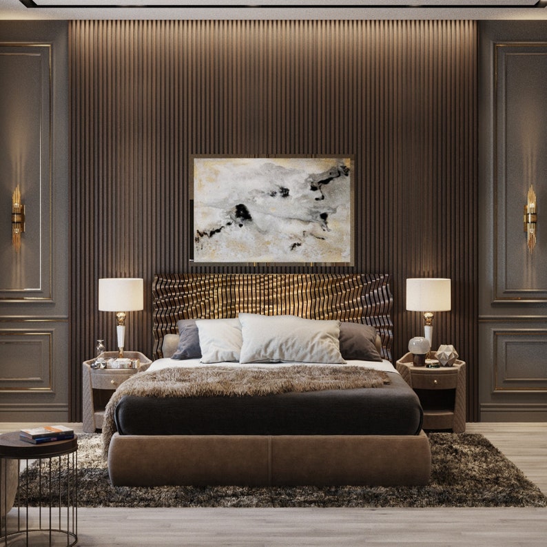 Parametric Wood Art Headboard King Headboard Wood Wall Art Etsy