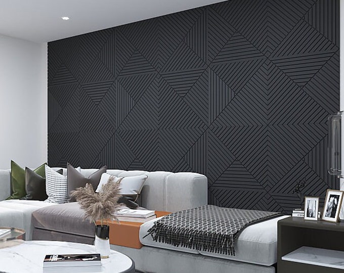 3D Acoustic Wall Art Panels, Modern Black Finish Design, Decorative Architectural Wall Panel, Customizable Options Available, Made in NY USA