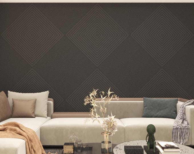 Decorative 3D Wall Panels, Modern Acoustic Diffuser Panels, Black Finish Design, High Quality Medex Wood, Geometric Wall Art Panel, Made USA