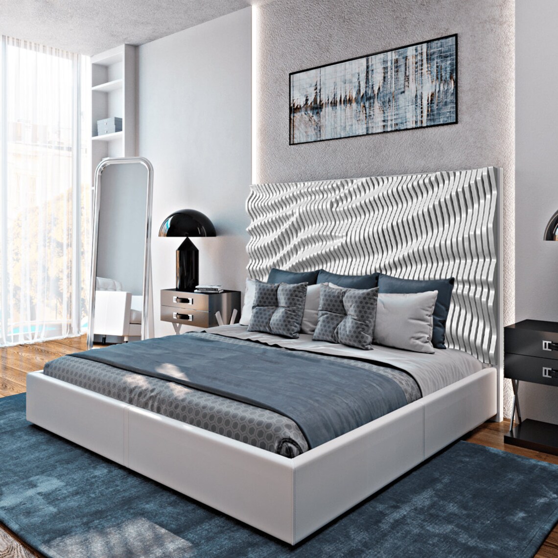 Parametric Wood Art Headboard King Headboard Wood Wall Art Etsy