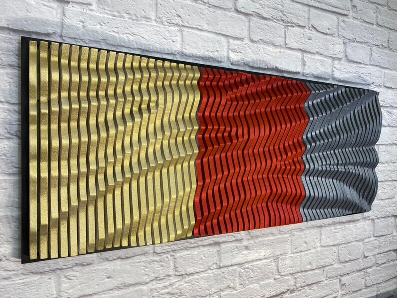 Unique Red & Gold Wood Wall Art Wooden Sculpture Parametric Etsy