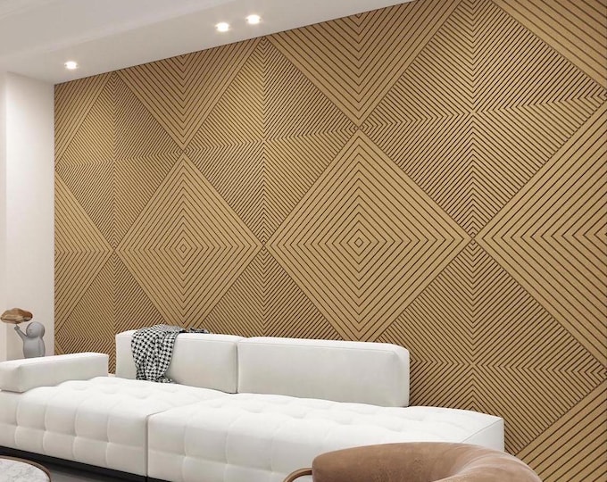 3D Geometric Wall Panels, Modern Acoustic Diffuser Panel, Unfinished Design, Ready to Paint, High Quality Medex Wood, Decorative Wall Panels